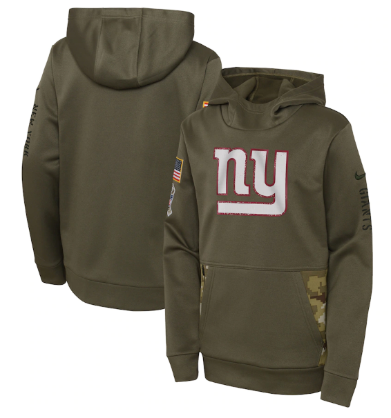 Women's Olive New York Giants 2022 Salute to Service Therma Performance Pullover Hoodie(Run Small)